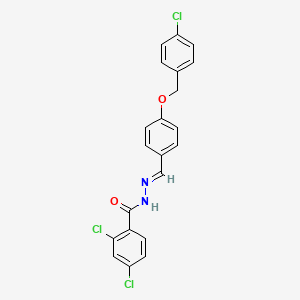 molecular formula C21H15Cl3N2O2 B11549056 2,4-Dichloro-N'-(4-((4-chlorobenzyl)oxy)benzylidene)benzohydrazide CAS No. 330990-96-0