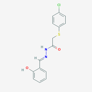 molecular formula C15H13ClN2O2S B11549059 2-[(4-Chlorophenyl)sulfanyl]-N'-[(E)-(2-hydroxyphenyl)methylidene]acetohydrazide 