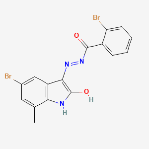 2-bromo-N'-[(3Z)-5-bromo-7-methyl-2-oxo-1,2-dihydro-3H-indol-3-ylidene]benzohydrazide