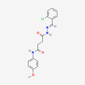 molecular formula C18H18ClN3O3 B11549082 4'-Methoxysuccinanilic acid N'-(2-chlorobenzylidene)hydrazide 