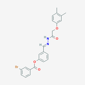 molecular formula C24H21BrN2O4 B11549097 3-[(E)-{2-[(3,4-dimethylphenoxy)acetyl]hydrazinylidene}methyl]phenyl 3-bromobenzoate 