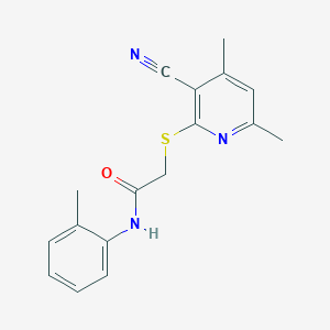 molecular formula C17H17N3OS B11549140 2-((3-Cyano-4,6-dimethylpyridin-2-yl)thio)-N-(o-tolyl)acetamide 