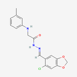 N'-[(E)-(6-chloro-1,3-benzodioxol-5-yl)methylidene]-2-[(3-methylphenyl)amino]acetohydrazide (non-preferred name)