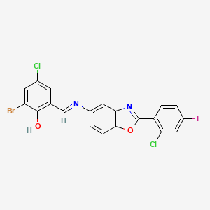 2-bromo-4-chloro-6-[(E)-{[2-(2-chloro-4-fluorophenyl)-1,3-benzoxazol-5-yl]imino}methyl]phenol