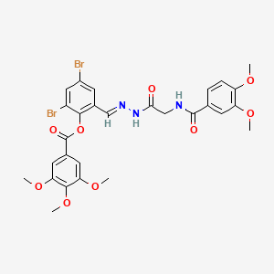 2,4-Dibromo-6-[(E)-({2-[(3,4-dimethoxyphenyl)formamido]acetamido}imino)methyl]phenyl 3,4,5-trimethoxybenzoate