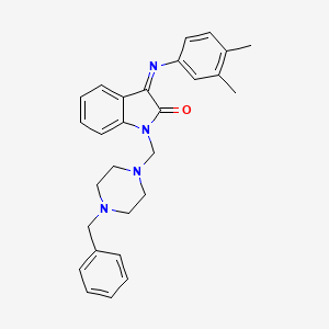 (3Z)-1-[(4-benzylpiperazin-1-yl)methyl]-3-[(3,4-dimethylphenyl)imino]-1,3-dihydro-2H-indol-2-one