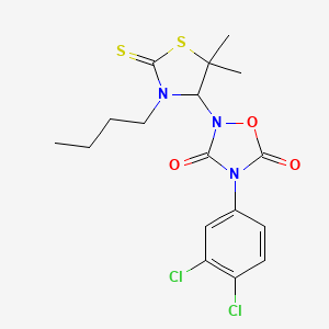 2-(3-Butyl-5,5-dimethyl-2-sulfanylidene-1,3-thiazolidin-4-yl)-4-(3,4-dichlorophenyl)-1,2,4-oxadiazolidine-3,5-dione