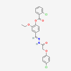 4-[(E)-{2-[(4-chlorophenoxy)acetyl]hydrazinylidene}methyl]-2-ethoxyphenyl 2-chlorobenzoate