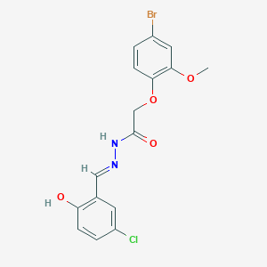 molecular formula C16H14BrClN2O4 B11549207 2-(4-bromo-2-methoxyphenoxy)-N'-[(E)-(5-chloro-2-hydroxyphenyl)methylidene]acetohydrazide 