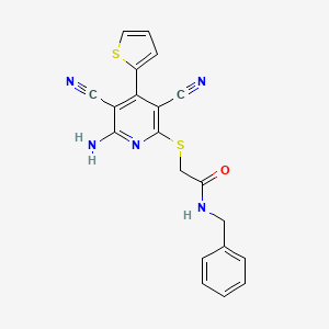 2-{[6-amino-3,5-dicyano-4-(thiophen-2-yl)pyridin-2-yl]sulfanyl}-N-benzylacetamide