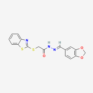 N'-[(E)-1,3-benzodioxol-5-ylmethylidene]-2-(1,3-benzothiazol-2-ylthio)acetohydrazide