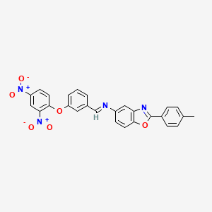 molecular formula C27H18N4O6 B11549259 N-{(E)-[3-(2,4-dinitrophenoxy)phenyl]methylidene}-2-(4-methylphenyl)-1,3-benzoxazol-5-amine 