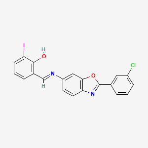 2-[(E)-{[2-(3-chlorophenyl)-1,3-benzoxazol-6-yl]imino}methyl]-6-iodophenol