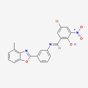 4-bromo-2-[(E)-{[3-(4-methyl-1,3-benzoxazol-2-yl)phenyl]imino}methyl]-6-nitrophenol