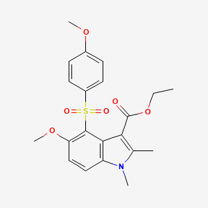 molecular formula C21H23NO6S B11549303 ethyl 5-methoxy-4-[(4-methoxyphenyl)sulfonyl]-1,2-dimethyl-1H-indole-3-carboxylate 