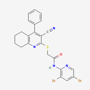 molecular formula C23H18Br2N4OS B11549321 2-[(3-cyano-4-phenyl-5,6,7,8-tetrahydroquinolin-2-yl)sulfanyl]-N-(3,5-dibromopyridin-2-yl)acetamide 