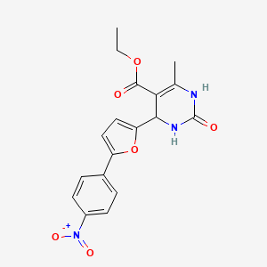 molecular formula C18H17N3O6 B11549335 Ethyl 6-methyl-4-[5-(4-nitrophenyl)furan-2-yl]-2-oxo-1,2,3,4-tetrahydropyrimidine-5-carboxylate 