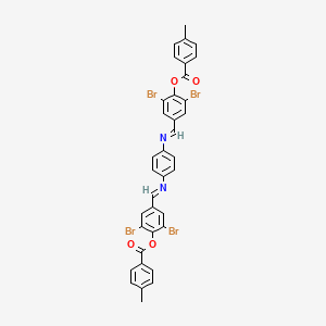 benzene-1,4-diylbis[nitrilo(E)methylylidene-2,6-dibromobenzene-4,1-diyl] bis(4-methylbenzoate)