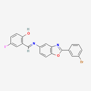 2-[(E)-{[2-(3-bromophenyl)-1,3-benzoxazol-5-yl]imino}methyl]-4-iodophenol