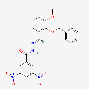 molecular formula C22H18N4O7 B11549383 N'-[(E)-[2-(Benzyloxy)-3-methoxyphenyl]methylidene]-3,5-dinitrobenzohydrazide 