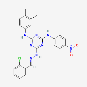 6-[(2E)-2-(2-chlorobenzylidene)hydrazinyl]-N-(3,4-dimethylphenyl)-N'-(4-nitrophenyl)-1,3,5-triazine-2,4-diamine