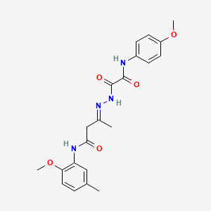 molecular formula C21H24N4O5 B11549416 (3E)-N-(2-methoxy-5-methylphenyl)-3-(2-{[(4-methoxyphenyl)amino](oxo)acetyl}hydrazinylidene)butanamide 