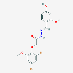 molecular formula C16H14Br2N2O5 B11549428 2-(2,4-dibromo-6-methoxyphenoxy)-N'-[(E)-(2,4-dihydroxyphenyl)methylidene]acetohydrazide 