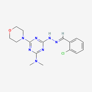 molecular formula C16H20ClN7O B11549429 4-[(2E)-2-(2-chlorobenzylidene)hydrazinyl]-N,N-dimethyl-6-(morpholin-4-yl)-1,3,5-triazin-2-amine 