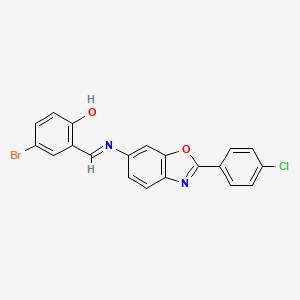 molecular formula C20H12BrClN2O2 B11549469 4-bromo-2-[(E)-{[2-(4-chlorophenyl)-1,3-benzoxazol-6-yl]imino}methyl]phenol 