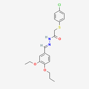 2-[(4-chlorophenyl)sulfanyl]-N'-[(E)-(3-ethoxy-4-propoxyphenyl)methylidene]acetohydrazide