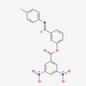 molecular formula C21H15N3O6 B11549496 3-[(E)-[(4-Methylphenyl)imino]methyl]phenyl 3,5-dinitrobenzoate 