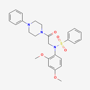 molecular formula C26H29N3O5S B11549498 N-(2,4-dimethoxyphenyl)-N-[2-oxo-2-(4-phenylpiperazin-1-yl)ethyl]benzenesulfonamide 