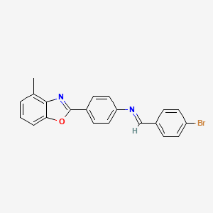 molecular formula C21H15BrN2O B11549507 N-[(E)-(4-bromophenyl)methylidene]-4-(4-methyl-1,3-benzoxazol-2-yl)aniline 