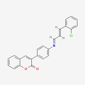 3-(4-{[(1E,2E)-3-(2-chlorophenyl)prop-2-en-1-ylidene]amino}phenyl)-2H-chromen-2-one