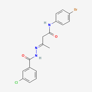 molecular formula C17H15BrClN3O2 B11549515 (3E)-N-(4-bromophenyl)-3-{2-[(3-chlorophenyl)carbonyl]hydrazinylidene}butanamide 