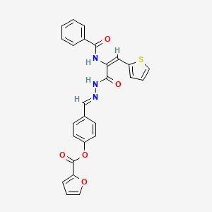 4-[(E)-{2-[(2E)-2-[(phenylcarbonyl)amino]-3-(thiophen-2-yl)prop-2-enoyl]hydrazinylidene}methyl]phenyl furan-2-carboxylate