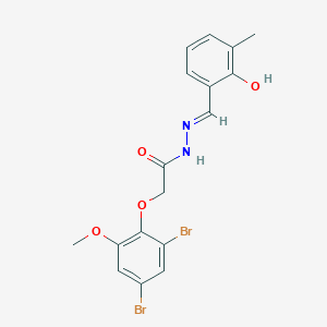 molecular formula C17H16Br2N2O4 B11549570 2-(2,4-dibromo-6-methoxyphenoxy)-N'-[(E)-(2-hydroxy-3-methylphenyl)methylidene]acetohydrazide 