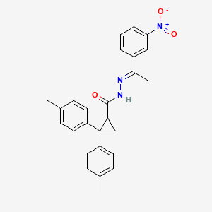 molecular formula C26H25N3O3 B11549571 2,2-bis(4-methylphenyl)-N'-[(1E)-1-(3-nitrophenyl)ethylidene]cyclopropanecarbohydrazide 