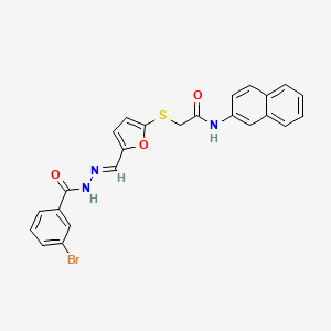 molecular formula C24H18BrN3O3S B11549605 2-({5-[(E)-{2-[(3-bromophenyl)carbonyl]hydrazinylidene}methyl]furan-2-yl}sulfanyl)-N-(naphthalen-2-yl)acetamide 