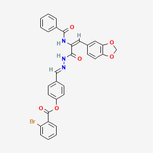 4-[(E)-(2-{(2E)-3-(1,3-benzodioxol-5-yl)-2-[(phenylcarbonyl)amino]prop-2-enoyl}hydrazinylidene)methyl]phenyl 2-bromobenzoate