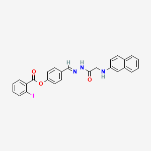 molecular formula C26H20IN3O3 B11549624 4-[(E)-({2-[(Naphthalen-2-YL)amino]acetamido}imino)methyl]phenyl 2-iodobenzoate 