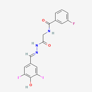 3-Fluoro-N-({N'-[(E)-(4-hydroxy-3,5-diiodophenyl)methylidene]hydrazinecarbonyl}methyl)benzamide