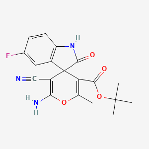 Tert-butyl 2'-amino-3'-cyano-5-fluoro-6'-methyl-2-oxo-1,2-dihydrospiro[indole-3,4'-pyran]-5'-carboxylate