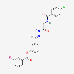 3-[(E)-({2-[(4-Chlorophenyl)formamido]acetamido}imino)methyl]phenyl 3-fluorobenzoate