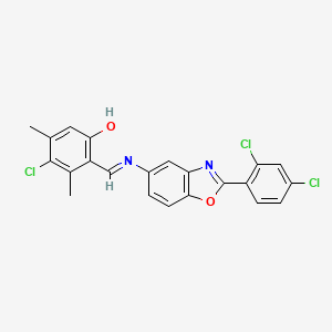 4-chloro-2-[(E)-{[2-(2,4-dichlorophenyl)-1,3-benzoxazol-5-yl]imino}methyl]-3,5-dimethylphenol