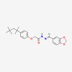 molecular formula C24H30N2O4 B11549737 N'-[(E)-1,3-benzodioxol-5-ylmethylidene]-2-[4-(2,4,4-trimethylpentan-2-yl)phenoxy]acetohydrazide 