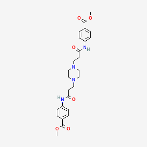 molecular formula C26H32N4O6 B11549744 Dimethyl 4,4'-{piperazine-1,4-diylbis[(1-oxopropane-3,1-diyl)imino]}dibenzoate 