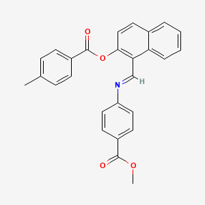 molecular formula C27H21NO4 B11549752 1-[(E)-{[4-(methoxycarbonyl)phenyl]imino}methyl]naphthalen-2-yl 4-methylbenzoate 