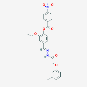 2-ethoxy-4-[(E)-{2-[(3-methylphenoxy)acetyl]hydrazinylidene}methyl]phenyl 4-nitrobenzoate