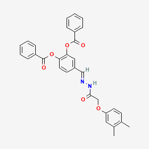 2-(Benzoyloxy)-4-[(E)-{[2-(3,4-dimethylphenoxy)acetamido]imino}methyl]phenyl benzoate